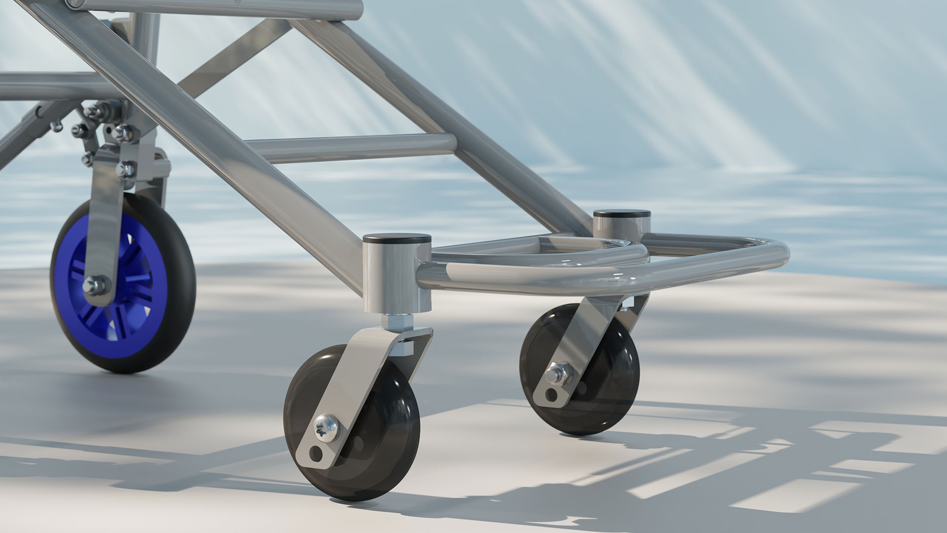 360° dönebilen ön tekerlekler & sabit ayak dayanağı